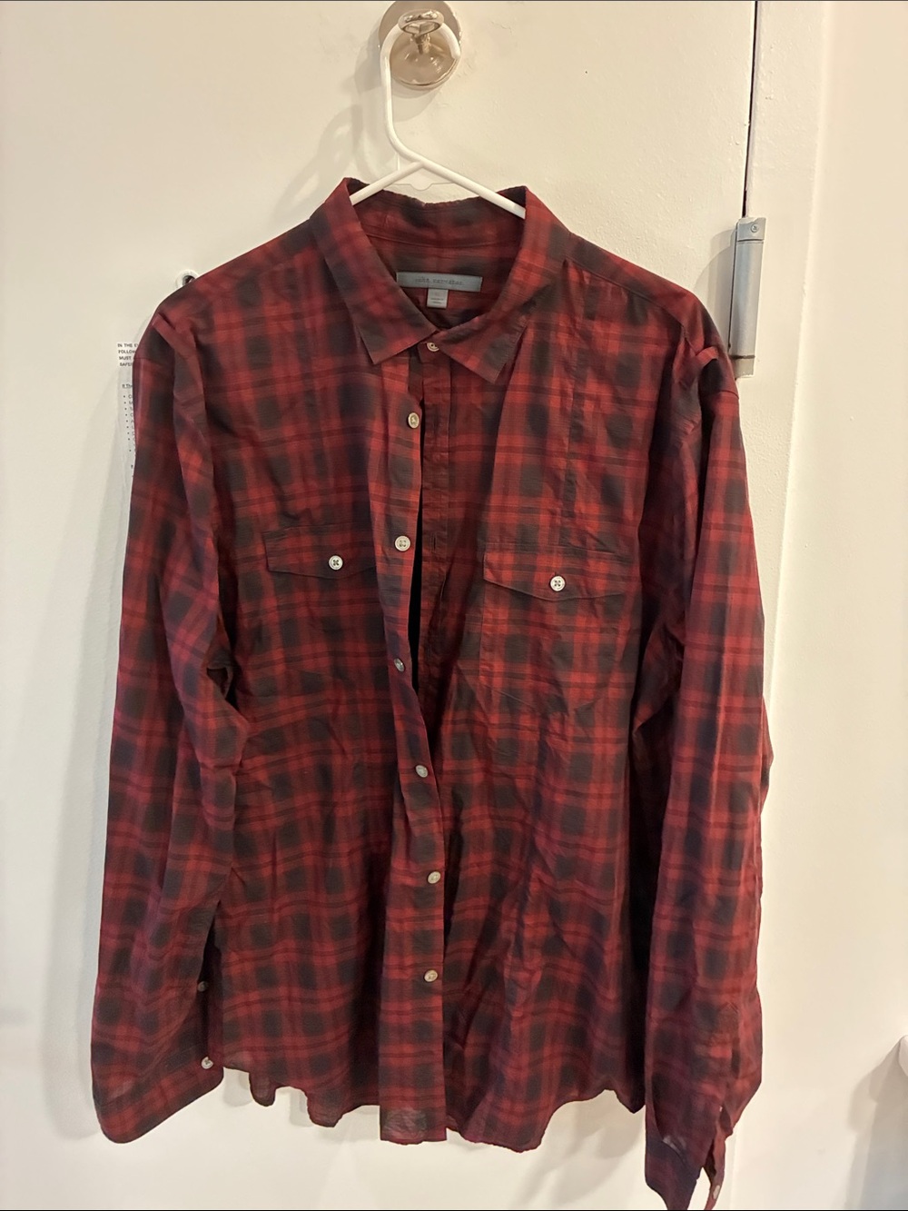 John Varvatos Red Plaid Button-Down Shirt